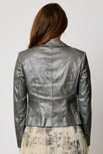 Faux Leather Gunmetal Pattern Jacket - Jacqueline B Clothing