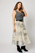 Floral Tulle Skirt Gunmetal