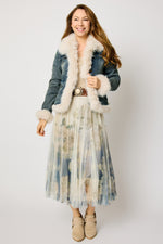 Fur Trim Denim Jacket - Jacqueline B Clothing