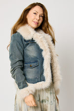 Fur Trim Denim Jacket - Jacqueline B Clothing