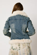 Fur Trim Denim Jacket - Jacqueline B Clothing