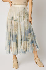 Floral Tulle Skirt Navy
