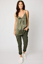Gold Trim Satin Tank (3 Colors)