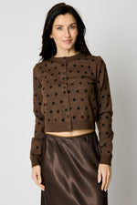 Brown Polka Dot Cardigan - Jacqueline B Clothing