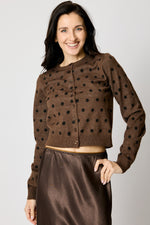 Brown Polka Dot Cardigan - Jacqueline B Clothing