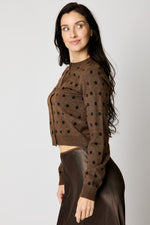 Brown Polka Dot Cardigan - Jacqueline B Clothing