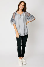 Italian Silk Lace Trim Top #22 - Jacqueline B Clothing