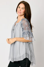 Italian Silk Lace Trim Top #22 - Jacqueline B Clothing