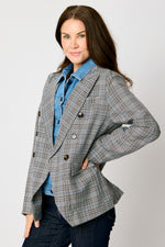 Plaid Jacket with Zip-Out Denim Insert