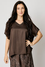 Satin V-Neck Tee (4 Colors)
