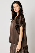 Satin V-Neck Tee (4 Colors)