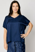 Satin V-Neck Tee (4 Colors)