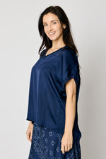 Satin V-Neck Tee (4 Colors)