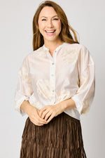 Sheer Floral  Embroidered Blouse