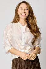 Sheer Floral  Embroidered Blouse