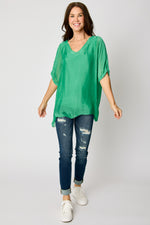 Italian Silk V-Neck Tee Blouse #92