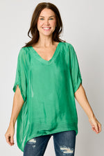 Italian Silk V-Neck Tee Blouse #92