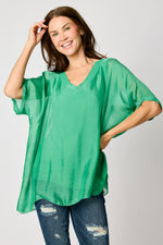 Italian Silk V-Neck Tee Blouse #92