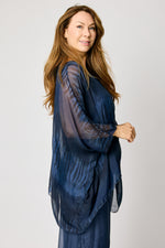 Italian Silk Flowing Navy Drip Shirt #71