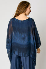 Italian Silk Flowing Navy Drip Shirt #71