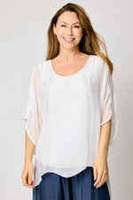 Italian Silk Sequins Trim Blouse #74 (2 Colors)