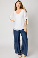 Italian Silk Sequins Trim Blouse #74 (2 Colors)