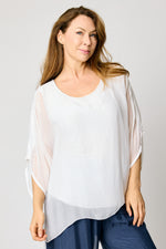 Italian Silk Sequins Trim Blouse #74 (2 Colors)
