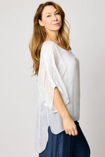 Italian Silk Sequins Trim Blouse #74 (2 Colors)