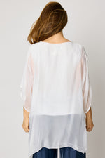 Italian Silk Sequins Trim Blouse #74 (2 Colors)