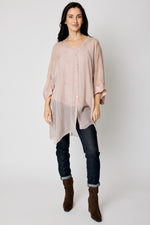 Italian Silk Button Up Blouse Blush #54