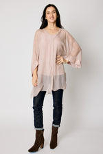 Italian Silk Button Up Blouse Blush #54