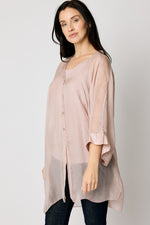 Italian Silk Button Up Blouse Blush #54
