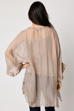 Italian Silk Button Up Blouse Taupe #54
