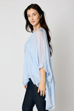 Italian Silk Ruffle Blouse #104 (2 Colors)