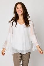 Italian Silk Ruffle Sleeve Top (2 Colors) #80