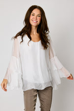 Italian Silk Ruffle Sleeve Top (2 Colors) #80