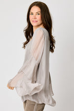 Italian Silk Ruffle Sleeve Top (2 Colors) #80