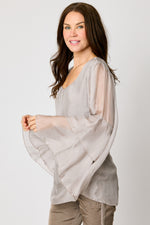 Italian Silk Ruffle Sleeve Top (2 Colors) #80