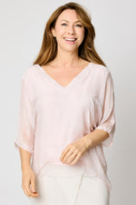 V-Neck Raw Edge Blouse (3 Colors) #53