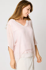 V-Neck Raw Edge Blouse (3 Colors) #53