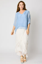 V-Neck Raw Edge Blouse (3 Colors) #53