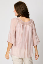 Italian Silk Lace Trim Embroidered Top (2 Colors) #41