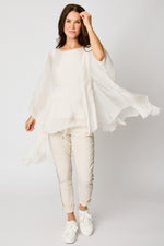 Italian Silk Ruffle Blouse #104 (2 Colors)