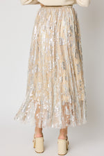 Metallic Floral Skirt