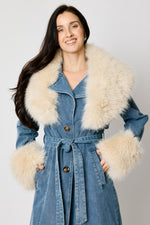 Fur Trim Denim Duster