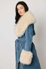 Fur Trim Denim Duster