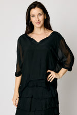 V-Neck Raw Edge Blouse (3 Colors) #53