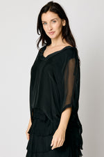 V-Neck Raw Edge Blouse (3 Colors) #53