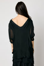 V-Neck Raw Edge Blouse (3 Colors) #53