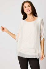 Italian Silk Raw Edge Bottom Tee #11 (5 Colors) - Jacqueline B Clothing